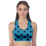 Polka Dots - Black on Cerulean Women s Sports Bra
