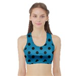 Polka Dots - Black on Cerulean Women s Sports Bra with Border