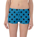 Polka Dots - Black on Cerulean Reversible Boyleg Bikini Bottoms