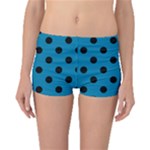 Polka Dots - Black on Cerulean Boyleg Bikini Bottoms
