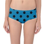 Polka Dots - Black on Cerulean Mid-Waist Bikini Bottoms