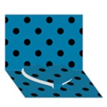 Polka Dots - Black on Cerulean Heart Bottom 3D Greeting Card (7x5)