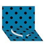 Polka Dots - Black on Cerulean Circle Bottom 3D Greeting Card (7x5)