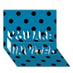 Polka Dots - Black on Cerulean YOU ARE INVITED 3D Greeting Card (7x5)