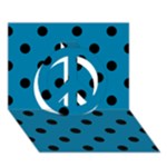 Polka Dots - Black on Cerulean Peace Sign 3D Greeting Card (7x5)