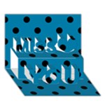 Polka Dots - Black on Cerulean Miss You 3D Greeting Card (7x5)