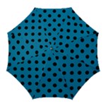 Polka Dots - Black on Cerulean Golf Umbrella