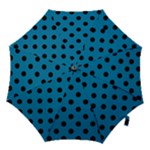 Polka Dots - Black on Cerulean Hook Handle Umbrella (Small)