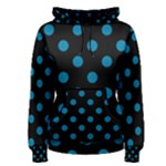 Polka Dots - Cerulean on Black Women s Pullover Hoodie