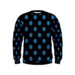 Polka Dots - Cerulean on Black Kid s Sweatshirt