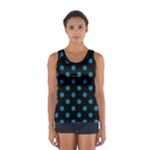 Polka Dots - Cerulean on Black Women s Sport Tank Top