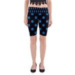 Polka Dots - Cerulean on Black Yoga Cropped Leggings
