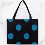 Polka Dots - Cerulean on Black Mini Tote Bag