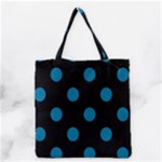 Polka Dots - Cerulean on Black Grocery Tote Bag
