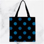 Polka Dots - Cerulean on Black Zipper Grocery Tote Bag
