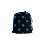 Polka Dots - Cerulean on Black Drawstring Pouch (S)