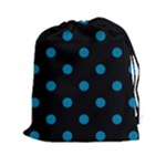 Polka Dots - Cerulean on Black Drawstring Pouch (XXl)