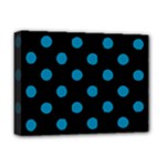 Polka Dots - Cerulean on Black Deluxe Canvas 16  x 12  (Stretched)
