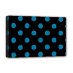 Polka Dots - Cerulean on Black Deluxe Canvas 18  x 12  (Stretched)