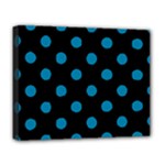 Polka Dots - Cerulean on Black Deluxe Canvas 20  x 16  (Stretched)