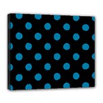 Polka Dots - Cerulean on Black Deluxe Canvas 24  x 20  (Stretched)