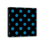 Polka Dots - Cerulean on Black Mini Canvas 4  x 4  (Stretched)