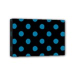 Polka Dots - Cerulean on Black Mini Canvas 6  x 4  (Stretched)