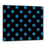 Polka Dots - Cerulean on Black Canvas 24  x 20  (Stretched)