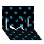 Polka Dots - Cerulean on Black I Love You 3D Greeting Card (7x5)