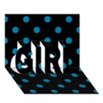 Polka Dots - Cerulean on Black GIRL 3D Greeting Card (7x5)