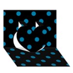 Polka Dots - Cerulean on Black Heart 3D Greeting Card (7x5)