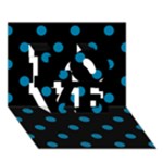 Polka Dots - Cerulean on Black LOVE 3D Greeting Card (7x5)