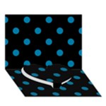 Polka Dots - Cerulean on Black Heart Bottom 3D Greeting Card (7x5)