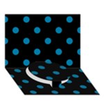 Polka Dots - Cerulean on Black Circle Bottom 3D Greeting Card (7x5)