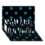 Polka Dots - Cerulean on Black YOU ARE INVITED 3D Greeting Card (7x5)