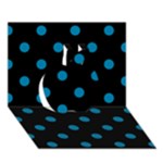 Polka Dots - Cerulean on Black Apple 3D Greeting Card (7x5)