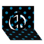 Polka Dots - Cerulean on Black Peace Sign 3D Greeting Card (7x5)