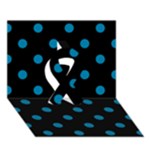 Polka Dots - Cerulean on Black Ribbon 3D Greeting Card (7x5)