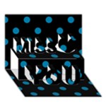 Polka Dots - Cerulean on Black Miss You 3D Greeting Card (7x5)