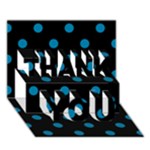 Polka Dots - Cerulean on Black THANK YOU 3D Greeting Card (7x5)