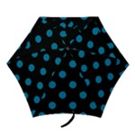 Polka Dots - Cerulean on Black Mini Umbrella