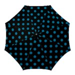 Polka Dots - Cerulean on Black Golf Umbrella