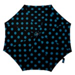 Polka Dots - Cerulean on Black Hook Handle Umbrella (Medium)