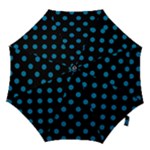 Polka Dots - Cerulean on Black Hook Handle Umbrella (Small)