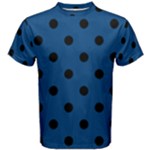 Polka Dots - Black on Dark Cerulean Men s Cotton Tee