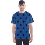 Polka Dots - Black on Dark Cerulean Men s Sport Mesh Tee