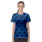 Polka Dots - Black on Dark Cerulean Women s Sport Mesh Tee