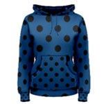 Polka Dots - Black on Dark Cerulean Women s Pullover Hoodie