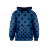 Polka Dots - Black on Dark Cerulean Kid s Pullover Hoodie
