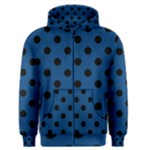 Polka Dots - Black on Dark Cerulean Men s Zipper Hoodie